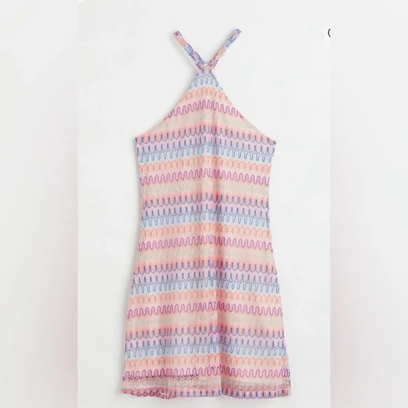 h&m pink halter dress NWT H&M Halterneck Mini Dress Light Pink/Floral/Fruits 1334454001 XS, S, M, L